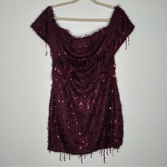 NWT Southern Fried Chics Plum Sequin Mini Dress Size XL Runs small Fits 8/10 - Picture 1 of 11